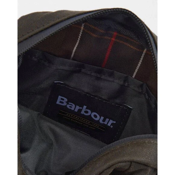 BARBOUR Mens Field Wax Crossbody Bag Olive Black